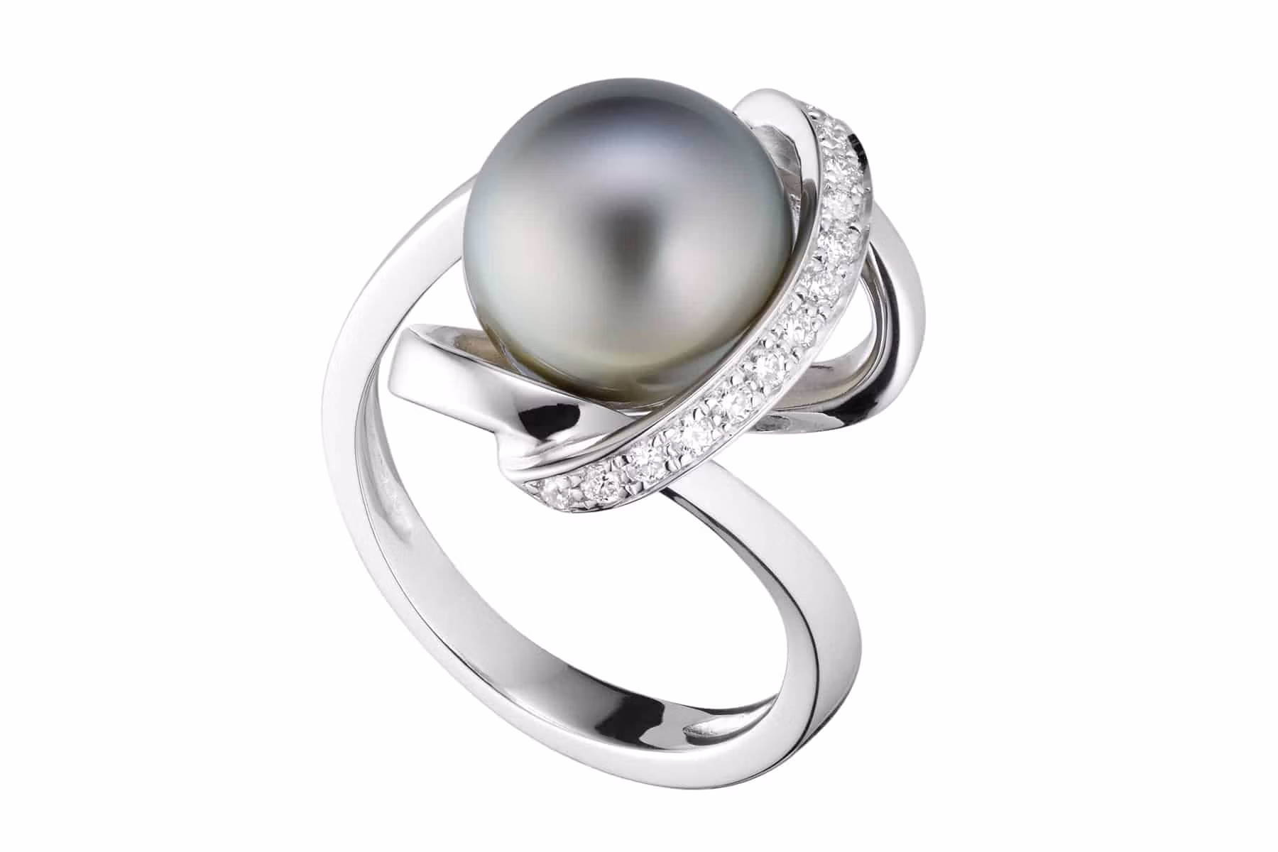 Packshot bijoux bague argent 925/1000 et perle de Tahiti