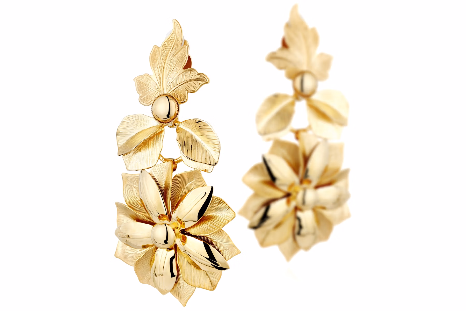 Packshot bijoux fantaisie, boucles d'oreilles clip fantaisie dorure à l'or fin