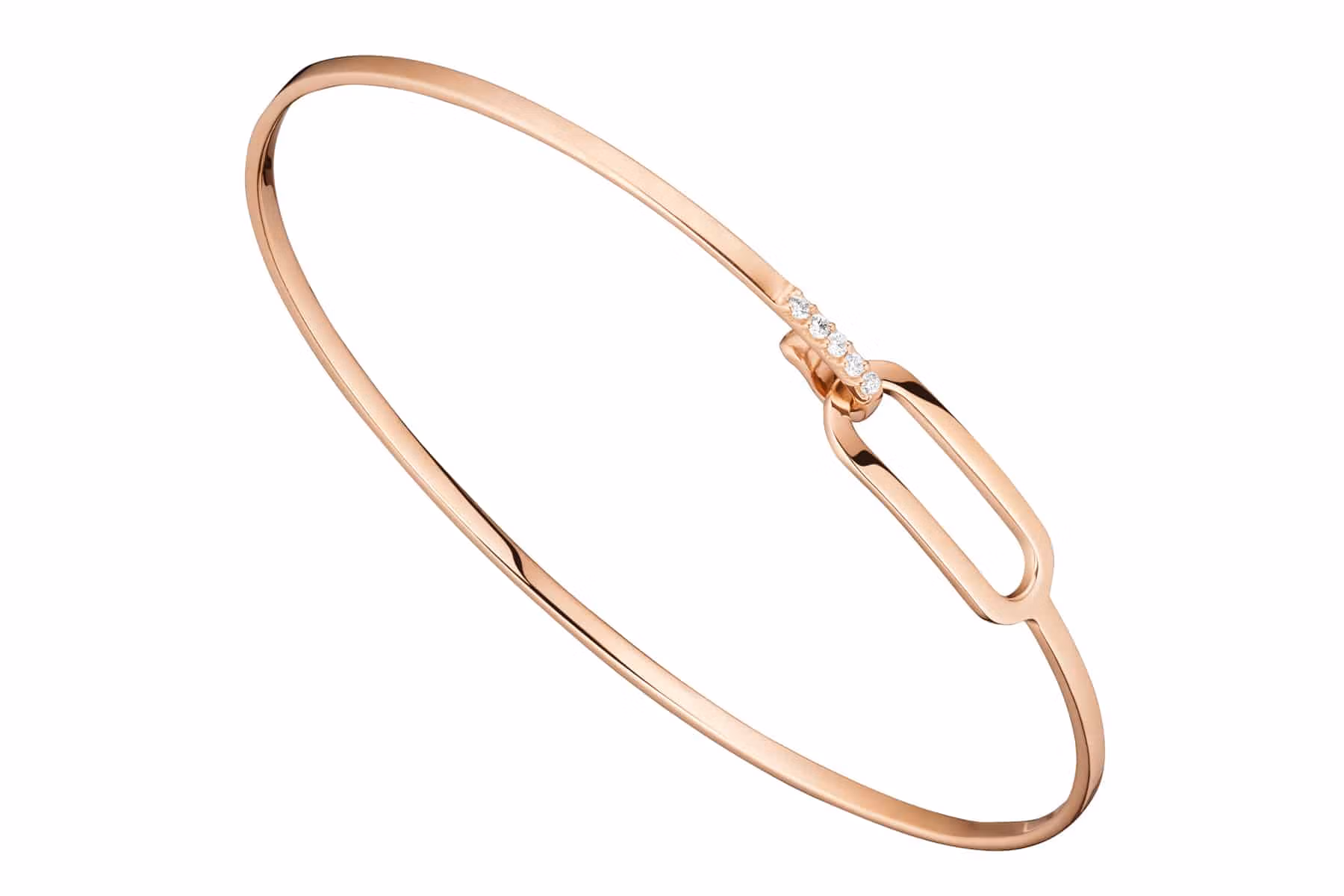 Packshot joaillerie, bracelet jonc or rose, diamants