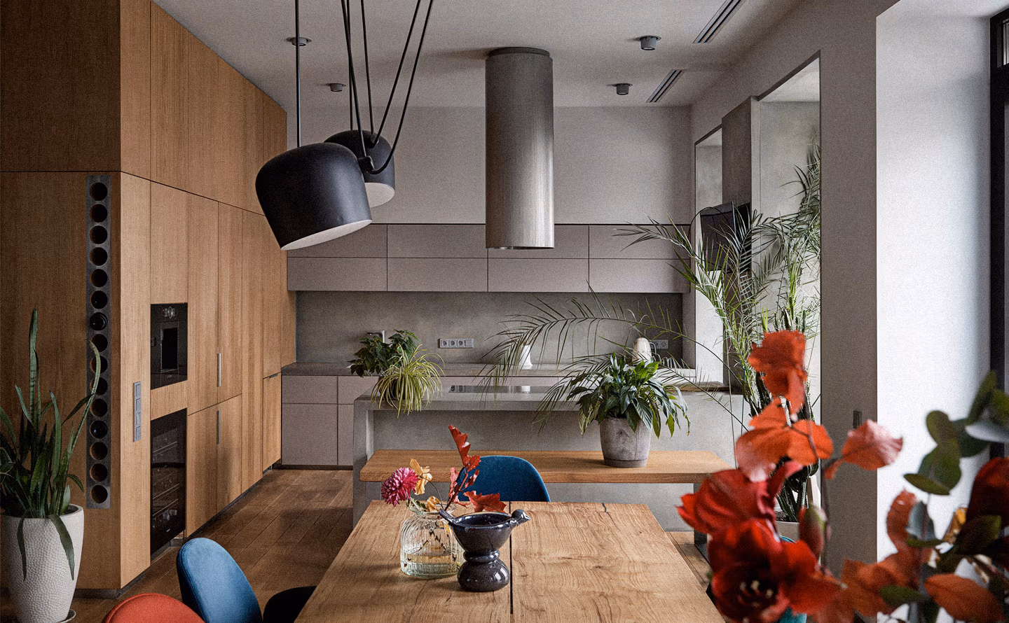 Suspension noire oversized sculpturale avec câbles apparents multiples surplombant une table en bois massif dans une cuisine contemporaine béton et bois, illustrant un choix décoratif audacieux assumé sans hésitation, véritable coup de foudre pour cet accessoire statement. Suspension noire oversized sculpturale avec câbles apparents multiples surplombant une table en bois massif dans une cuisine contemporaine béton et bois, illustrant un choix décoratif audacieux assumé sans hésitation, véritable coup de foudre pour cet accessoire statement.